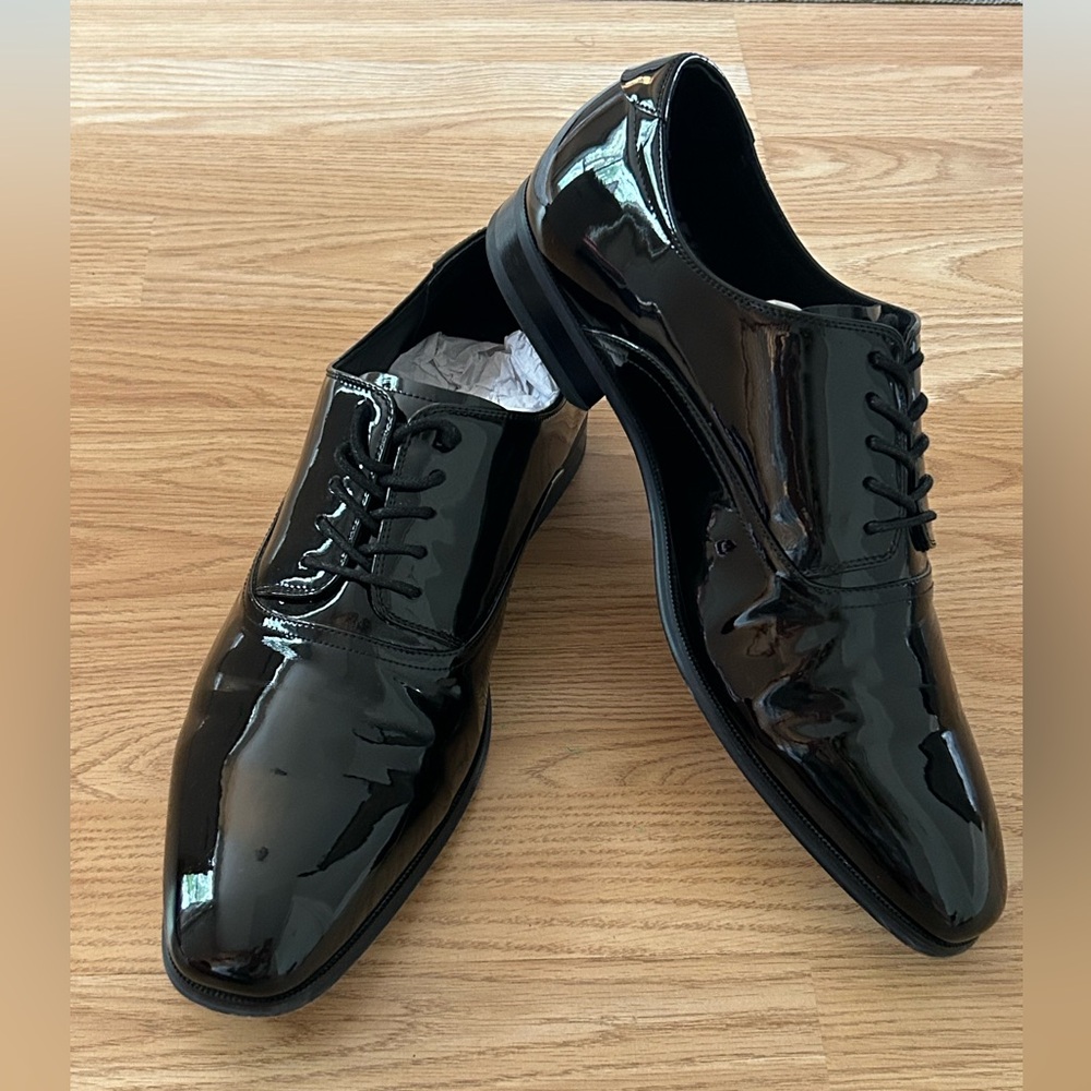 Men’s Joseph Abboud Black Patent Leather Oxfords Dress Shoes 10.5 3E